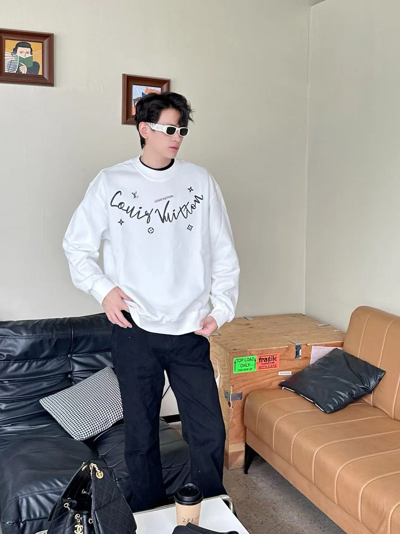Louis Vuitton/Louis Vuitton 25Fw neckline signature crew neck sweatshirt